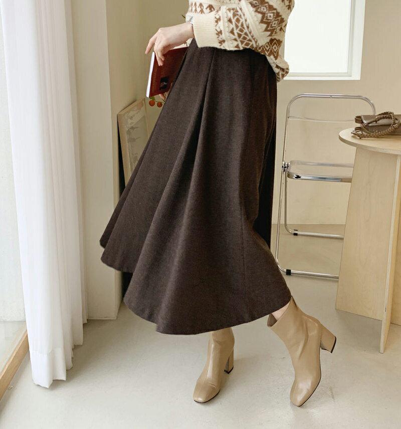 サイドジップスカート・全3色・b56327 レディース 【sk】【韓国 ファッション ボトムス スカート ロング フレア Aライン ボリューム 無地 揺れる 上品 フェミニン 大人 カジュアル 秋 冬】