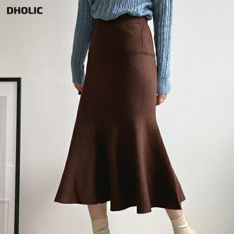 【新作10%OFF】マーメイドニットスカート・全5色・t65341 レディース 【sk】【スカート ロング ロングスカート マーメイドスカード マーメイド ニット ニットスカート 単色 無地 きれいめ ウエストゴム 秋 冬 韓国 ファッション】【ハイホリHIHOLLI】