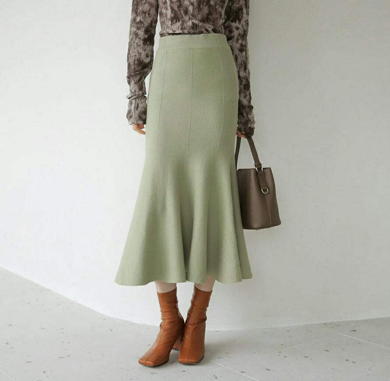 【新作10%OFF】マーメイドニットスカート・全5色・t65341 レディース 【sk】【スカート ロング ロングスカート マーメイドスカード マーメイド ニット ニットスカート 単色 無地 きれいめ ウエストゴム 秋 冬 韓国 ファッション】【ハイホリHIHOLLI】