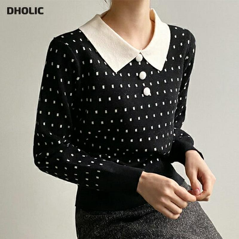 【新作10%OFF】配色カラースクエアパターンニット・全2色・b65328 レディース 【tops】【トップス ニット ニットトップス 配色 総柄 長袖 大人 きれいめ 韓国 ファッション】【ハイホリHIHOLLI】