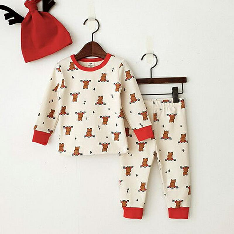 【只今20%OFF】トナカイルームウェア上下SET・u09359 キッズ【3~8才】【uw】【ルームウェア 部屋着 パジャマ 上下 セット set トップス 長袖 パンツ ズボン トナカイ 柄 かわいい クリスマス 女の子 男の子 冬 韓国 韓国子供服 子供 こども 子供服 こども服】【KIDS】