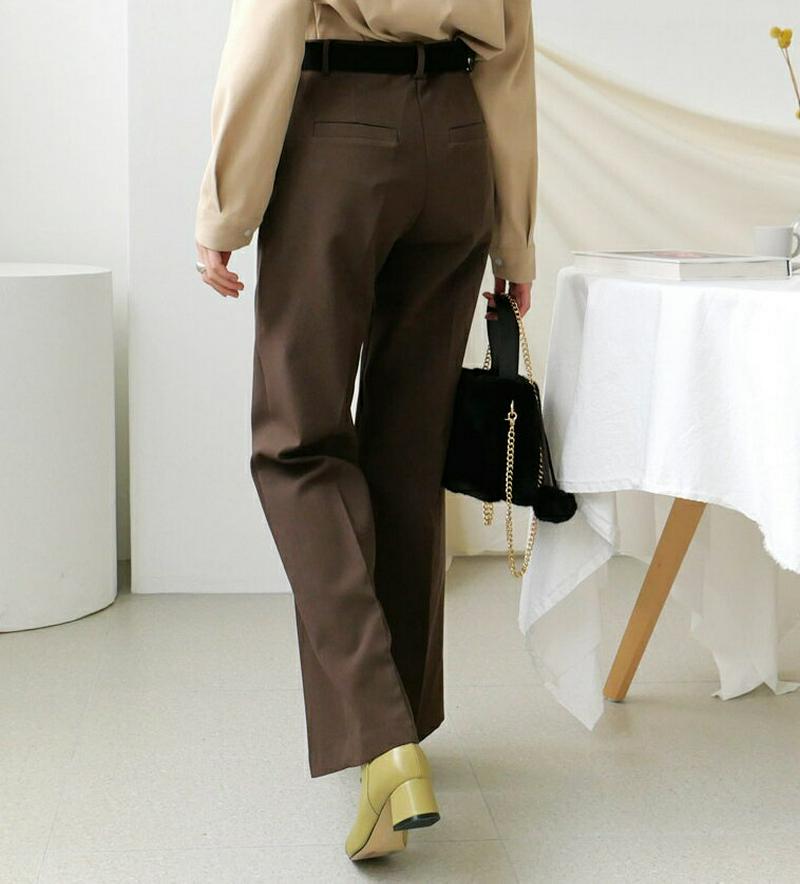 【只今10%OFF】裏起毛スラックスパンツ・全3色・b64552 レディース 【pt】【韓国 ファッション ボトムス パンツ スラックス ロング ストレート ワイド オフィス オフィスカジュアル 通勤 仕事 大人 スリット 無地 カジュアル 秋 冬】