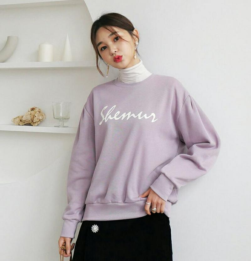 裏起毛ロゴスウェット・全4色・b64543 レディース 【tops】【韓国 ファッション トップス スウェット ラウンドネック 長袖 トレーナー カットソー Tシャツ ルーズ ゆったり オーバーサイズ ドロップショルダー レタリング カジュアル 秋 冬】