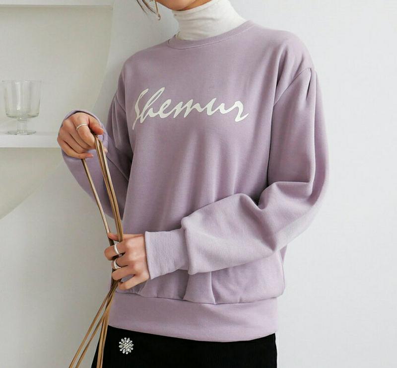 裏起毛ロゴスウェット・全4色・b64543 レディース 【tops】【韓国 ファッション トップス スウェット ラウンドネック 長袖 トレーナー カットソー Tシャツ ルーズ ゆったり オーバーサイズ ドロップショルダー レタリング カジュアル 秋 冬】