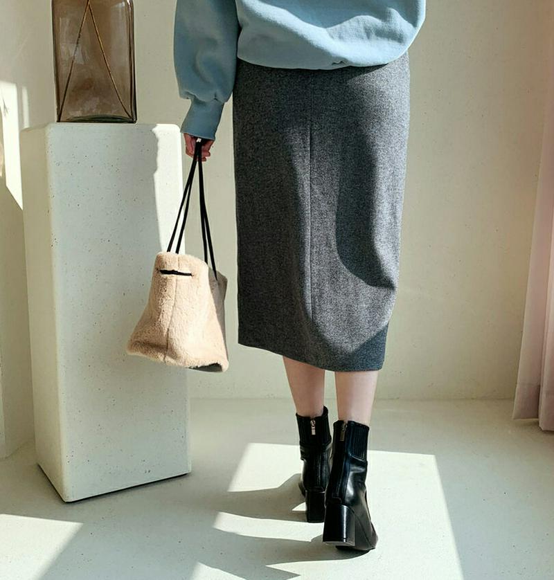 Hラインスリットスカート・全3色・t61894 レディース 【sk】【韓国 ファッション ボトムス スカート ロング ミモレスカート フロントスリット スリム 細身 ペンシルスカート 無地 大人 上品 カジュアル 秋 冬】