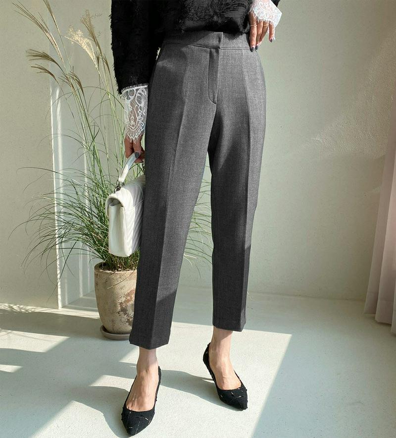 裏起毛スリットヘムスラックス・全3色・b61899 レディース 【pt】【韓国 ファッション ボトムス パンツ スラックス ロング ストレート スリム 細身 オフィス オフィスカジュアル 通勤 仕事 大人 スリット 無地 カジュアル 秋 冬】