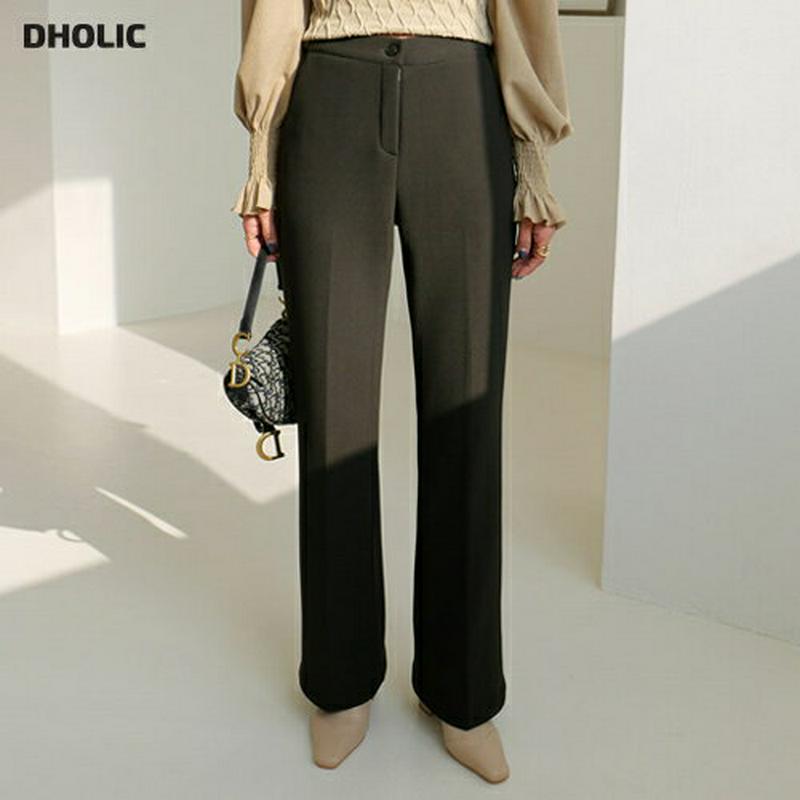 裏起毛ストレートスラックス・全3色・t64548 レディース 【pt】【韓国 ファッション ボトムス パンツ スラックス ロング ストレート スリム 細身 オフィス オフィスカジュアル 通勤 仕事 大人 スリット 無地 カジュアル 秋 冬】