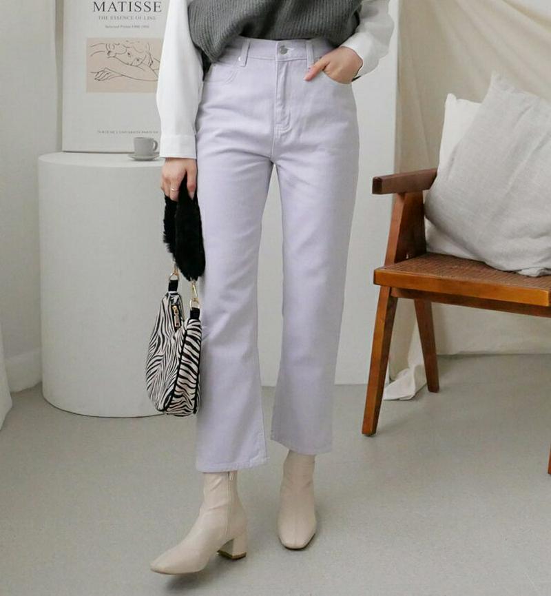 裏起毛ストレートパンツ・全3色・t64535 レディース 【pt】【韓国 ファッション ボトムス パンツ ロング ストレート ハイウエスト 無地 ベーシック ラベンダー カジュアル 秋 冬】