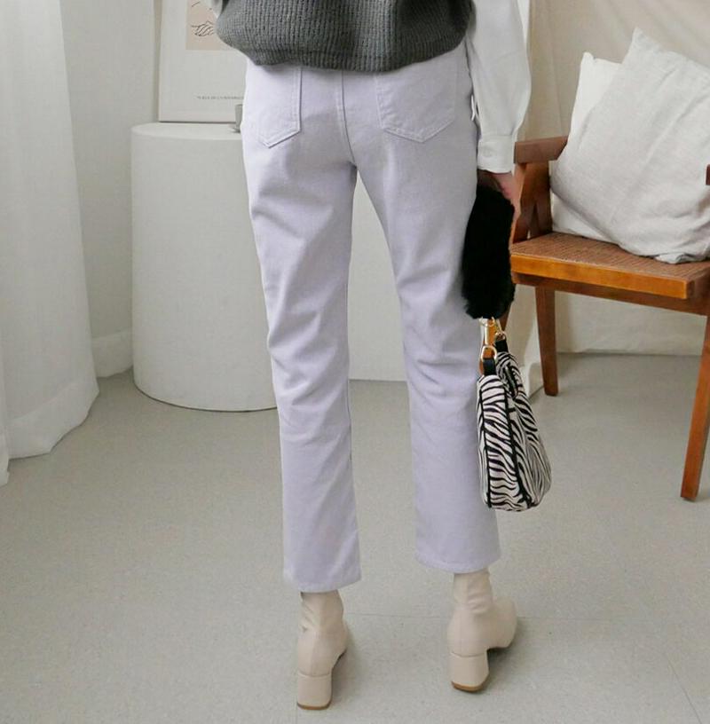 裏起毛ストレートパンツ・全3色・t64535 レディース 【pt】【韓国 ファッション ボトムス パンツ ロング ストレート ハイウエスト 無地 ベーシック ラベンダー カジュアル 秋 冬】