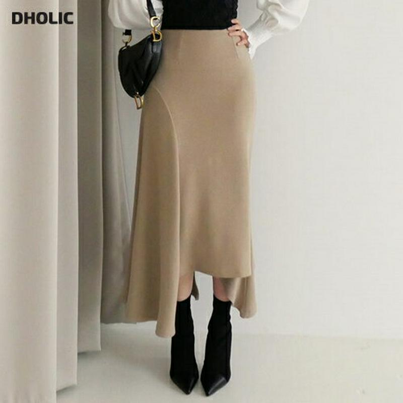 アンバランスフレアスカート・全3色・t64547 レディース 【sk】【韓国 ファッション ボトムス スカート ロング マキシ アシンメトリー アシメ フレア Aライン 無地 大人 上品 揺れる カジュアル 秋 冬】