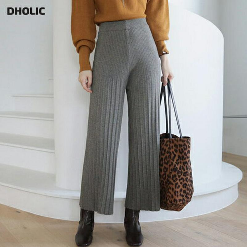 プリーツニットパンツ・全3色・b65381 レディース 【pt】パンツ ズボン ロングパンツ 長ズボン ニット ニットパンツ シンプル ウエストゴム プリーツ プリーツパンツ カジュアル 年上 大人 秋 冬 韓国ファッション ハイホリHIHOLLI