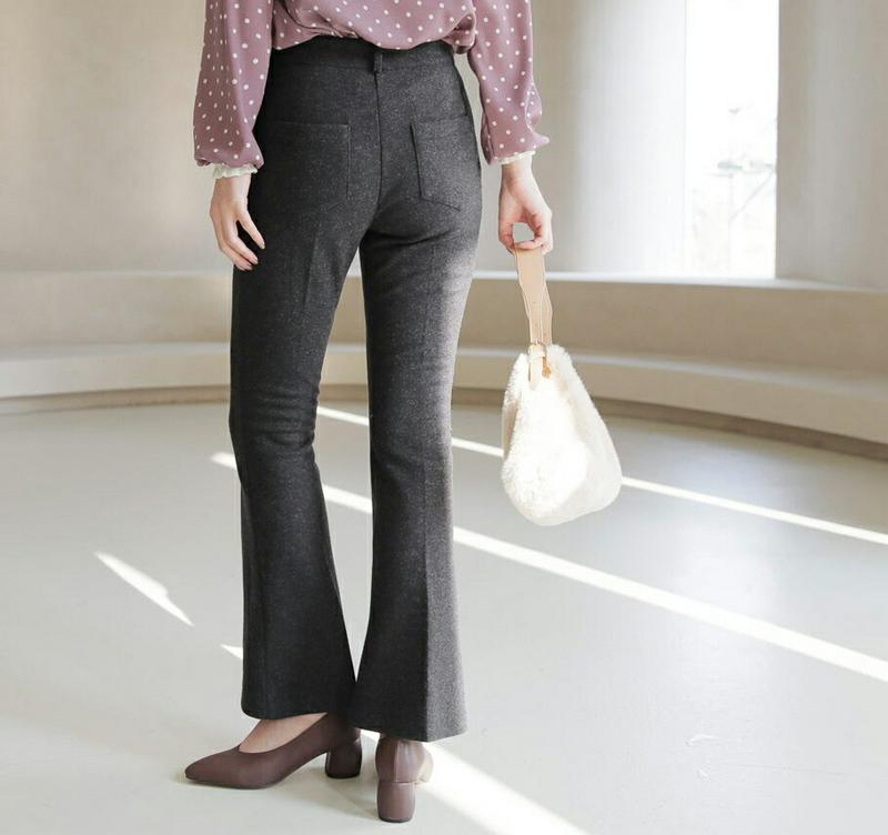 ソフトブーツカットパンツ・全3色・t65299 レディース 【pt】【パンツ ズボン ロングパンツ 長ズボン ブーツカット ソフト 単色 無地 シンプル ベーシック カジュアル オフィスカジュアル 秋 冬 韓国 ファッション】【ハイホリHIHOLLI】