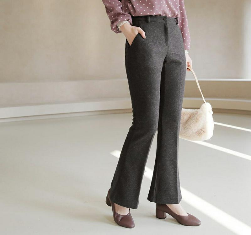 ソフトブーツカットパンツ・全3色・t65299 レディース 【pt】【パンツ ズボン ロングパンツ 長ズボン ブーツカット ソフト 単色 無地 シンプル ベーシック カジュアル オフィスカジュアル 秋 冬 韓国 ファッション】【ハイホリHIHOLLI】