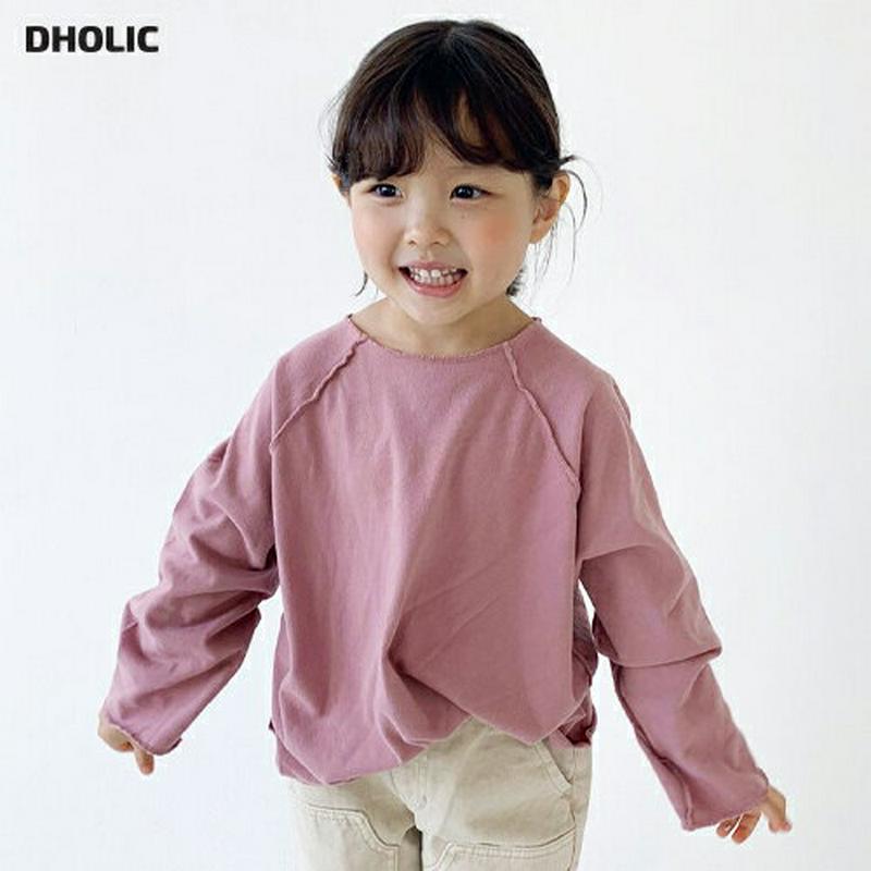 【只今20%OFF】ピーチ起毛カッティングTシャツ・u09364 キッズ【3~8才】【tops】【トップス Tシャツ 長袖 起毛 単色 無地 シンプル カジュアル ラフ 女の子 男の子 秋 冬 韓国 韓国子供服 子供 こども 子供服 こども服】【KIDS】