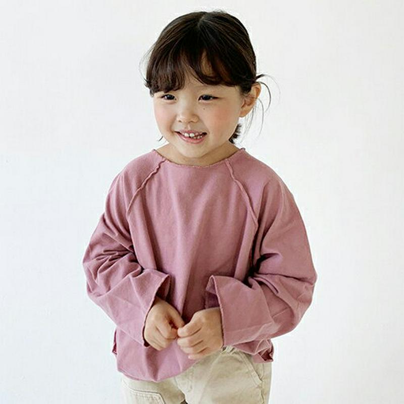 【只今20%OFF】ピーチ起毛カッティングTシャツ・u09364 キッズ【3~8才】【tops】【トップス Tシャツ 長袖 起毛 単色 無地 シンプル カジュアル ラフ 女の子 男の子 秋 冬 韓国 韓国子供服 子供 こども 子供服 こども服】【KIDS】