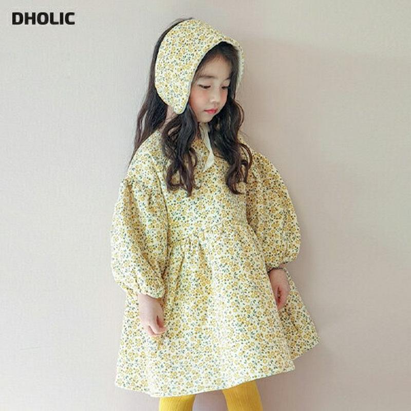 【只今20%OFF】イヤーマフラー付パフフラワーワンピース・u09151 キッズ【3~8才】【ops】【ワンピース ミディ丈 ミディワンピース 長袖 花柄 フラワー 小花柄 イヤマフ イヤーマフラー かわいい 女の子 秋 冬 韓国 韓国子供服 子供 こども 子供服 こども服】【KIDS】