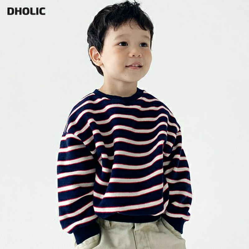 【只今20%OFF】両起毛キャラメルボーダースウェット・u09339 キッズ【3~8才】【tops】【トップス スウェット トレーナー 長袖 ボーダー柄 カジュアル 裏起毛 起毛 両起毛 ラフ 女の子 男の子 冬 韓国 韓国子供服 子供 こども 子供服 こども服】【KIDS】