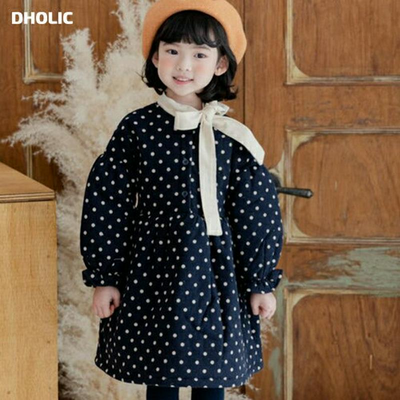 【キッズ20%OFF】【送料無料】中綿ドットリボンワンピース(junior)・u09131 キッズ【9~17才】【ops】【ワンピース ミディ丈 ミディワンピース ドット柄 リボン りぼん 中綿ワンピース 中綿 長袖 女の子 冬 韓国 韓国子供服 子供 こども 子供服 こども服】【KIDS】
