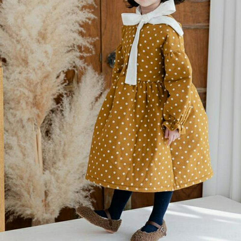 【キッズ20%OFF】【送料無料】中綿ドットリボンワンピース(junior)・u09131 キッズ【9~17才】【ops】【ワンピース ミディ丈 ミディワンピース ドット柄 リボン りぼん 中綿ワンピース 中綿 長袖 女の子 冬 韓国 韓国子供服 子供 こども 子供服 こども服】【KIDS】