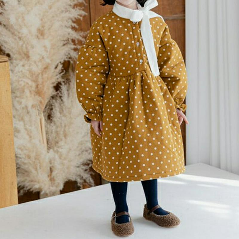 【キッズ20%OFF】【送料無料】中綿ドットリボンワンピース(junior)・u09131 キッズ【9~17才】【ops】【ワンピース ミディ丈 ミディワンピース ドット柄 リボン りぼん 中綿ワンピース 中綿 長袖 女の子 冬 韓国 韓国子供服 子供 こども 子供服 こども服】【KIDS】