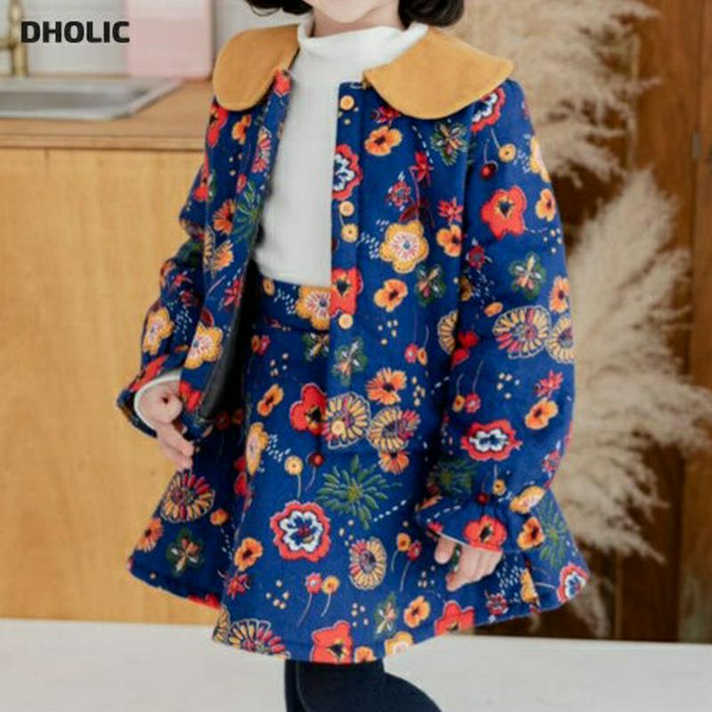 【キッズ20%OFF】裏起毛フラワーパターンジャケット上下SET(kids)・u09313 キッズ【3~8才】【set】【上下 セットアップ setup ジャケット アウター スカート ミニスカート 花柄 フラワー 裏起毛 かわいい 女の子 冬 韓国 韓国子供服 子供 こども 子供服 こども服】【KIDS】