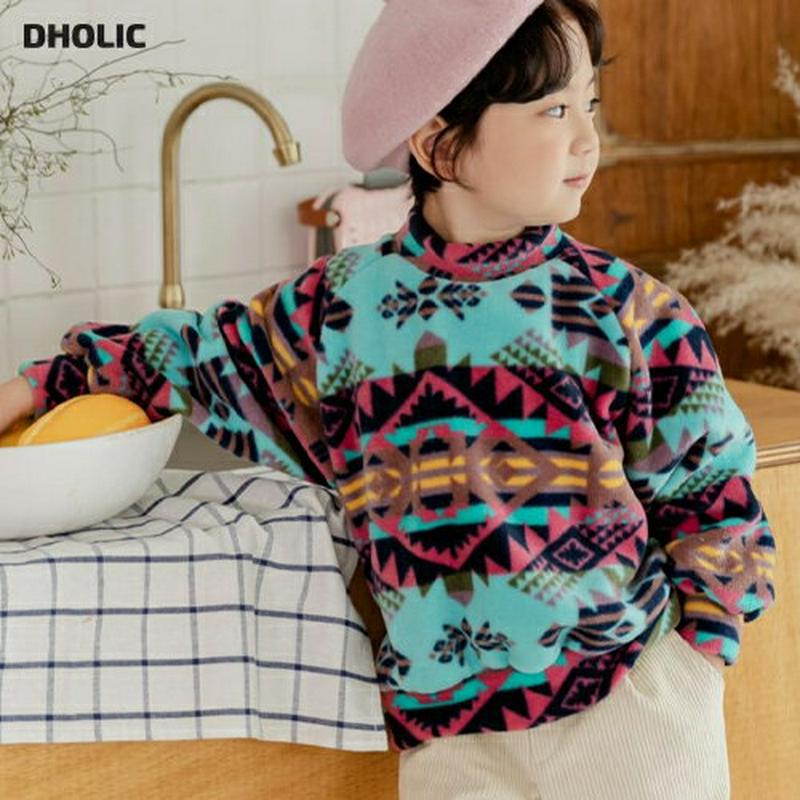 【キッズ20%OFF】裏起毛トロピカルネックTシャツ(kids)・u09312 キッズ【3~8才】【tops】【トップス Tシャツ 長袖 ネイティブ アメリカン 裏起毛 カジュアル ラフ 女の子 男の子 冬 韓国 韓国子供服 子供 こども 子供服 こども服】【KIDS】