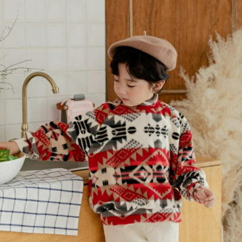 【キッズ20%OFF】裏起毛トロピカルネックTシャツ(kids)・u09312 キッズ【3~8才】【tops】【トップス Tシャツ 長袖 ネイティブ アメリカン 裏起毛 カジュアル ラフ 女の子 男の子 冬 韓国 韓国子供服 子供 こども 子供服 こども服】【KIDS】