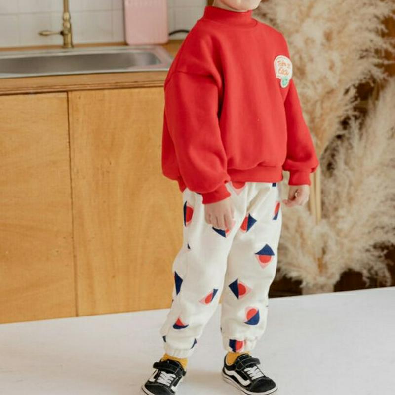 【キッズ20%OFF】裏起毛スマイルパッチスウェット上下SET(kids)・u09316 キッズ【3~8才】【set】【セット set　上下 スマイル 裏起毛 総柄 パンツ 長袖 トップス カジュアル ラフ 女の子 男の子 冬 韓国 韓国子供服 子供 こども 子供服 こども服】【KIDS】
