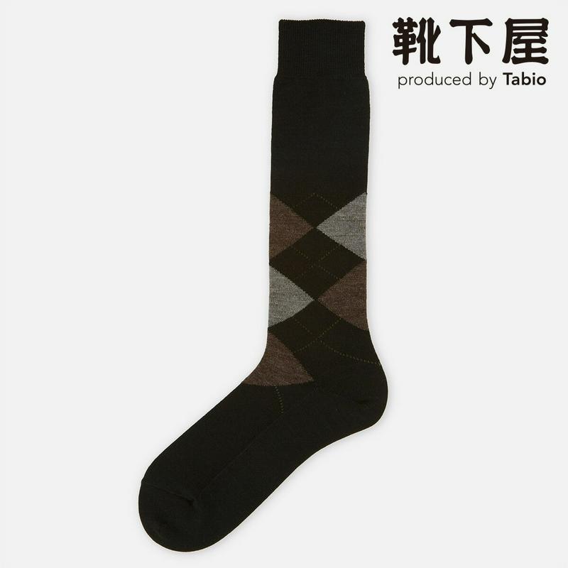 【あす楽】【Tabio MEN】 メンズ ウール薄手アーガイルロングホーズ 27〜29cm / 靴下屋 靴下 タビオ くつ下 ロングホーズ ハイソックス メンズ 大きいサイズ L 日本製