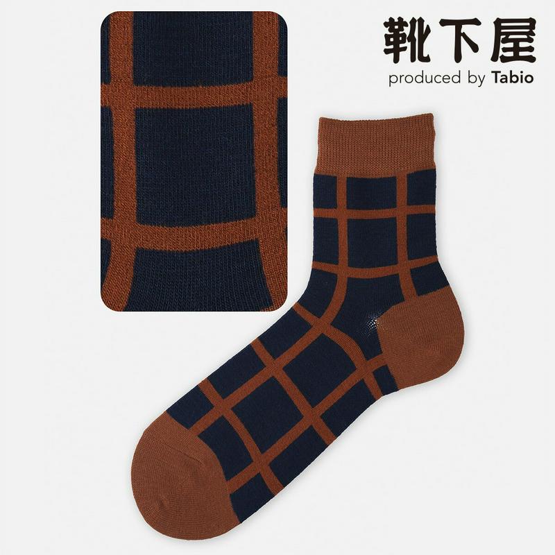 【あす楽】【Tabio MEN】 メンズ ウールウィンドウペインショートソックス 27〜29cm / 靴下屋 靴下 タビオ くつ下 ショート メンズ 大きいサイズ L 日本製