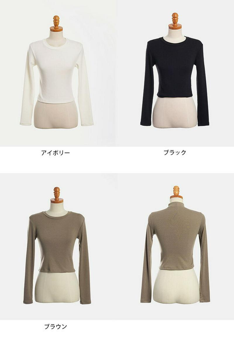 CHUU(チュー)ソフトクロップラウンドT【12/1up_go】【メール便】韓国 韓国ファッション　Tシャツ　トップス　クルーネック　ベーシック　シンプルレディース ファッション【10】