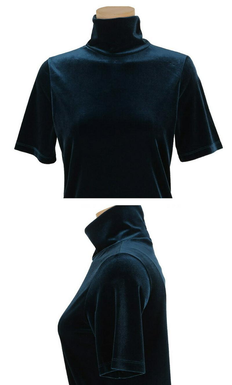 UPTOWNHOLIC(アップタウンホリック)ベルベットT【12/2up_go】韓国 韓国ファッション　Tシャツ　トップス　ハイネック　半袖　ベロアTレディース ファッション【5】※メール便不可