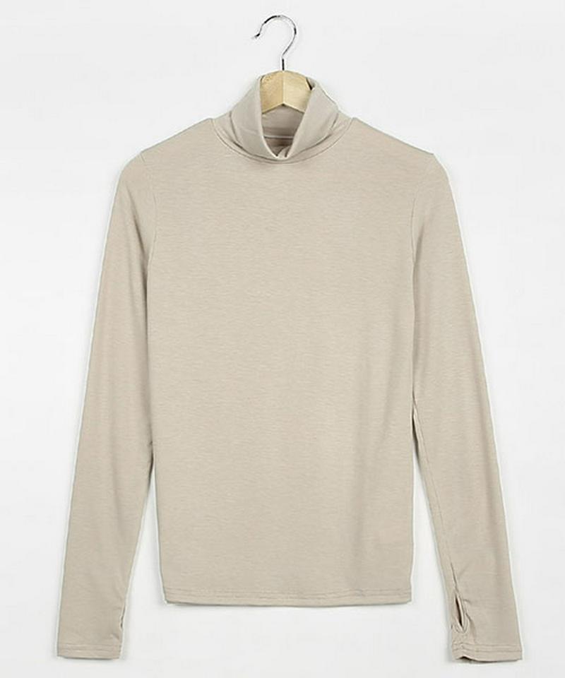 MERONGSHOP(メロンショップ)指穴タートルネックTシャツ【12/3up_wo】【メール便】韓国 韓国ファッション　トップス tシャツ カットソー 長袖 ロンt インナー 指穴 アームウォーマー レディース ファッション【即納】