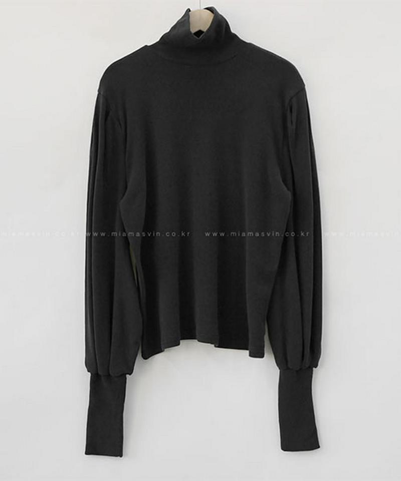 Miamasvin(ミアマスビン)バルーン袖タートルネックカットソー【12/1up_wo】韓国 韓国ファッション　トップス tシャツ カットソー 長袖 ロンt バルーンスリーブ タートルネック レディース ファッション【5】※メール便不可
