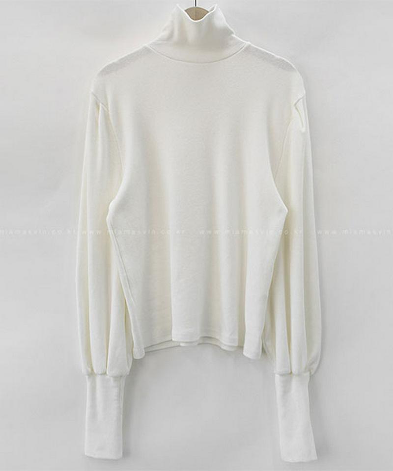 Miamasvin(ミアマスビン)バルーン袖タートルネックカットソー【12/1up_wo】韓国 韓国ファッション　トップス tシャツ カットソー 長袖 ロンt バルーンスリーブ タートルネック レディース ファッション【5】※メール便不可