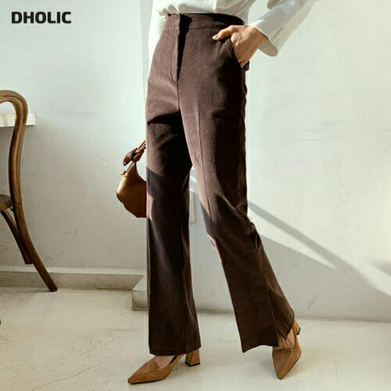 【只今10%OFF】コーデュロイスリットパンツ・全3色・t62096 レディース 【pt】【韓国 ファッション ボトムス パンツ ロング フルレングス 10分丈 十分丈 ブーツカット ハイウエスト 大人 上品 カジュアル 秋 冬】