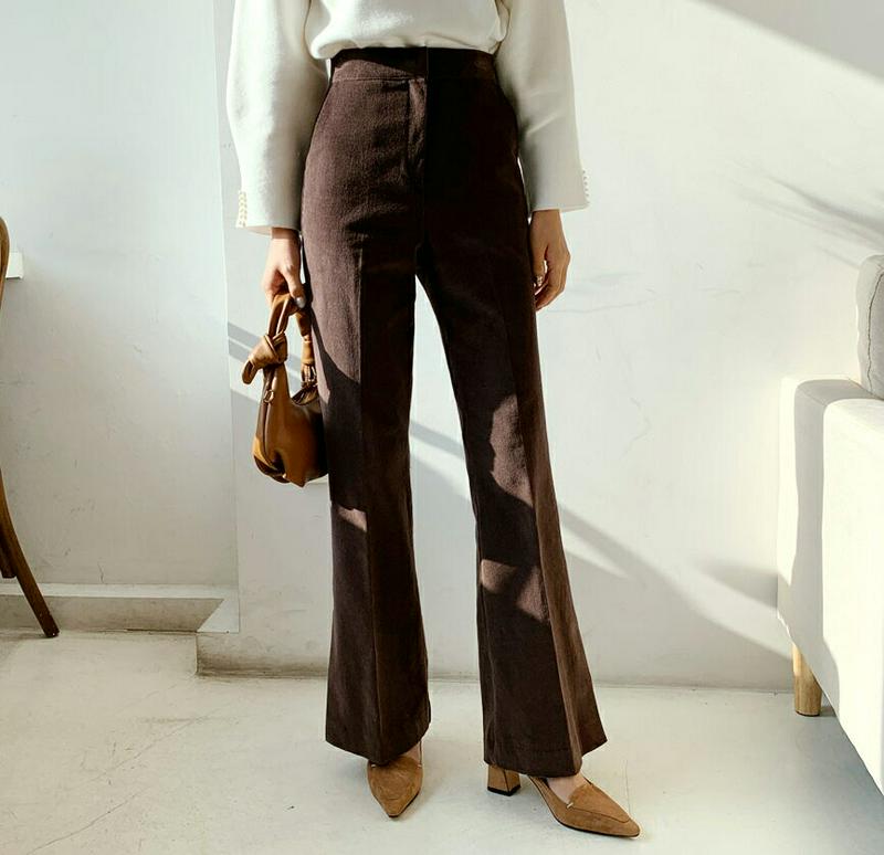 【只今10%OFF】コーデュロイスリットパンツ・全3色・t62096 レディース 【pt】【韓国 ファッション ボトムス パンツ ロング フルレングス 10分丈 十分丈 ブーツカット ハイウエスト 大人 上品 カジュアル 秋 冬】