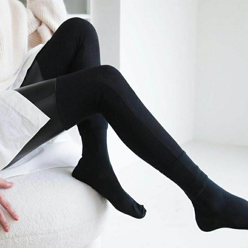 【只今10%OFF】裏起毛レザー調配色レギンス・全2色・t62056 レディース 【acc】【韓国 ファッション ボトムス レギンス スパッツ パンツ ロング 切替 ユニーク ストレッチ 伸びる 伸縮性 カジュアル 秋 冬】