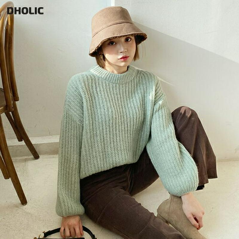 【只今10%OFF】モヘアブレンドニット・全5色・t62066 レディース 【tops】【韓国 ファッション トップス ニット ラウンドネック 長袖 ルーズ ゆったり 体型カバー ざっくり編み ざっくりニット ローゲージ カジュアル 秋 冬】