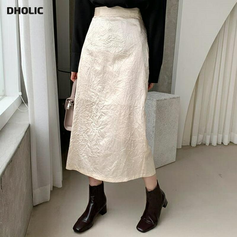 【只今10%OFF】リンクルスリットスカート・全3色・t65482 レディース 【sk】【スカート ロング ロングスカート スリット リンクル リンクルスカート 単色 無地 光沢 シワ加工 可愛い かわいい 秋 冬 韓国 ファッション】【ハイホリHIHOLLI】