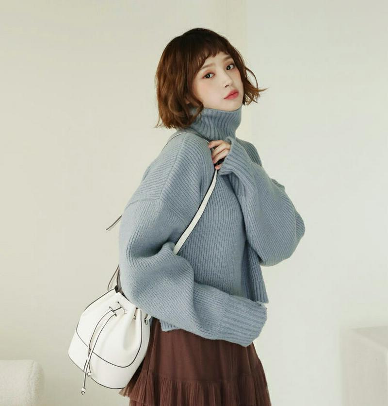 【只今15%OFF】タートルニット・全4色・b62072 レディース 【tops】【韓国 ファッション トップス ニット ハイネック リブヘム 長袖 ロングスリーブ ルーズ ゆったり 無地 ショート クロップド オーバーサイズ カジュアル 秋 冬】【CP】