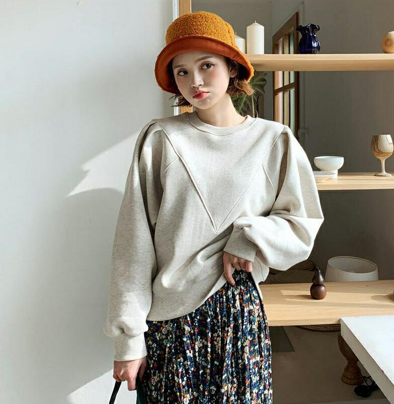裏起毛プレスラインスウェット・全3色・t62063 レディース 【tops】【韓国 ファッション トップス スウェット トレーナー Tシャツ カットソー ルーズ ゆったり 無地 カジュアル 秋 冬】