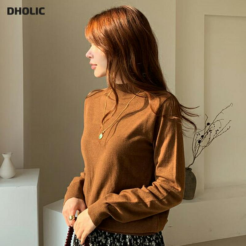 【只今10%OFF】ハーフネックニット・全5色・b65463 レディース 【tops】【トップス ニット ニットトップス 長袖 ハーフネック 単色 無地 シンプル 大人 カジュアル ベーシック 秋 冬 韓国 ファッション】【ハイホリHIHOLLI】