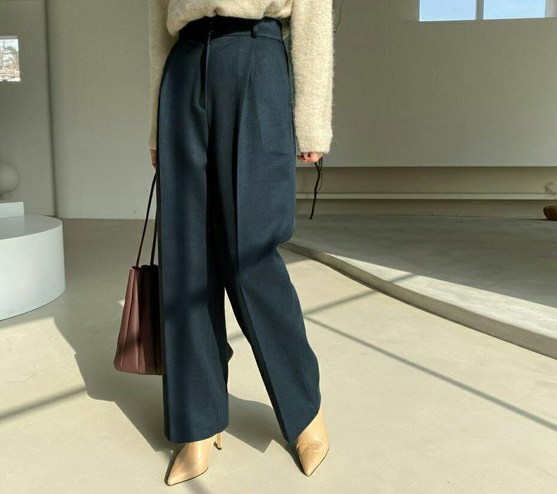 【只今10%OFF】バックゴムスラックス・全4色・t65487 レディース 【pt】【スラックス パンツ ズボン ロングパンツ 長ズボン 単色 無地 シンプル ベーシック 大人 オフィスカジュアル 秋 冬 韓国 ファッション】【ハイホリHIHOLLI】