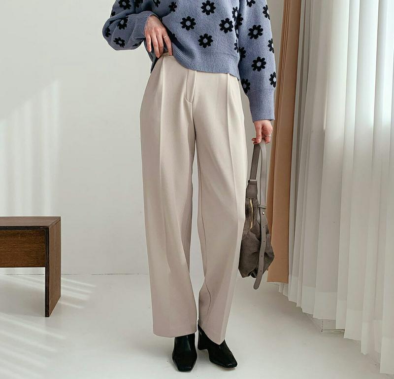 【新作10%OFF】裏起毛ストレートスラックス・全3色・t56370 レディース 【pt】【韓国 ファッション ボトムス パンツ スラックス ストレート ワイト ハイウエスト オフィス オフィスカジュアル 仕事 職場 大人 美脚 脚長 着痩せ 効果 カジュアル 秋 冬】