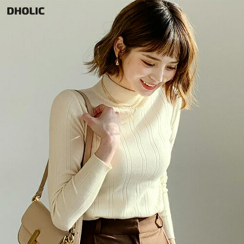 【新作10%OFF】ハーフネックリブニット・全4色・t56347 レディース 【tops】【韓国 ファッション トップス ニット モックネック ハイネック 長袖 スリム 細身 タイト 無地 デイリー シンプル カジュアル 秋 冬】