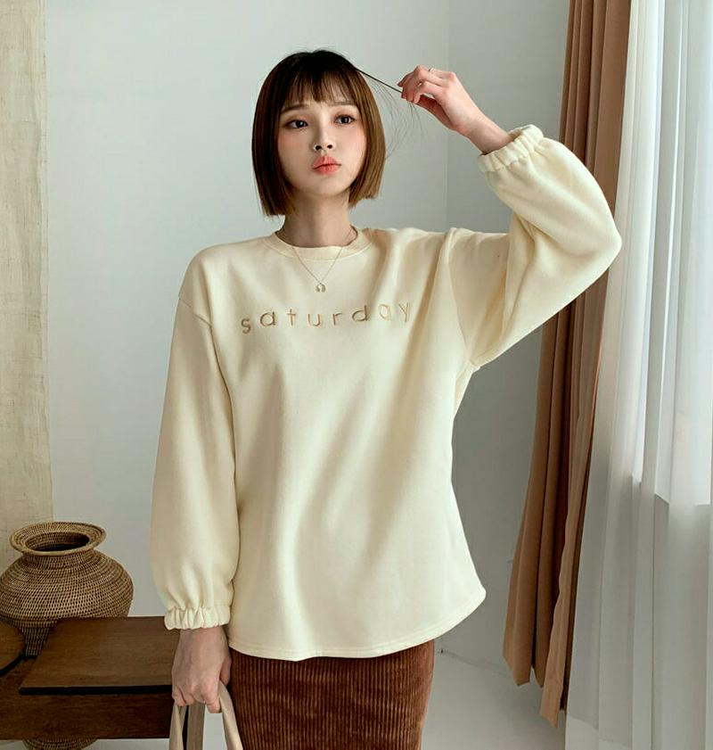 【只今10%OFF】裏起毛レタリングロングTシャツ・全4色・t56348 レディース 【tops】【韓国 ファッション トップス Tシャツ ラウンドネック 長袖 ルーズ ゆったり オーバーサイズ ロゴ 刺繍 英字 カジュアル 秋 冬】