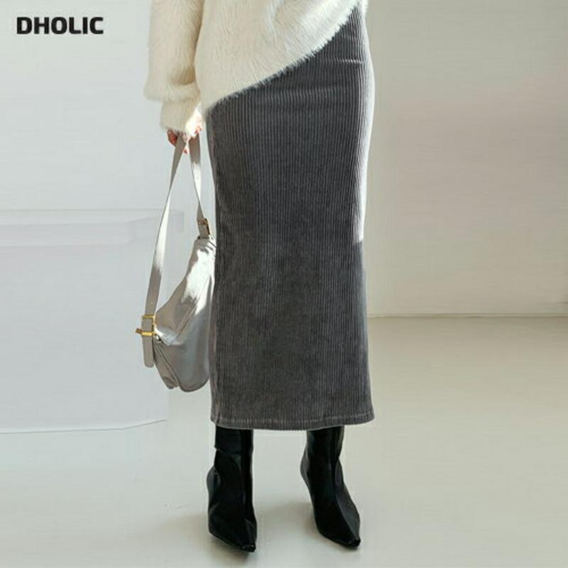 【新作10%OFF】ベロアリブスカート・全3色・t56368 レディース 【sk】【韓国 ファッション ボトムス スカート ロング スリム タイト 細身 Hライン ペンシルスカート ベルベット 光沢 無地 カジュアル 秋 冬】