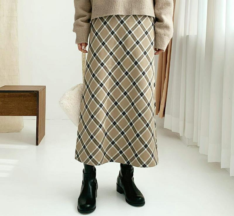 【新作10%OFF】チェックロングスカート・全2色・t56389 レディース 【sk】【韓国 ファッション ボトムス スカート ロング スリム タイト 細身 Hライン パターン 柄 タータンチェック レトロ ビンテージ カジュアル 秋 冬】