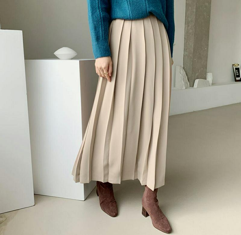 【新作10%OFF】プリーツロングスカート・全3色・t65485 レディース 【sk】【スカート ロング ロングスカート プリーツ プリーツスカート 単色 無地 フェミニン 秋 冬 韓国 ファッション】【ハイホリHIHOLLI】